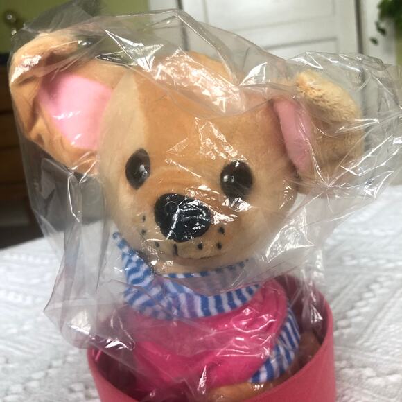 Adorable Chihuahua Plush Toy w/ Pink Bed and Pink Sweater 9" Stuffed Dog Kawaii - Picture 4 of 12